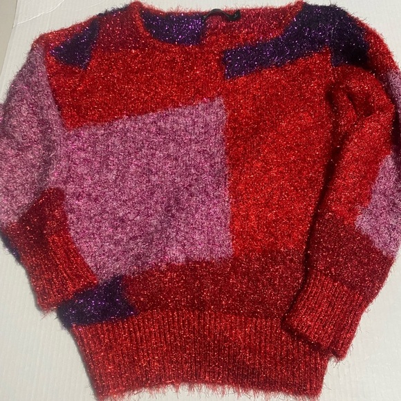 New York & Company Red and Pink Crew Neck Sweater - Picture 1 of 9